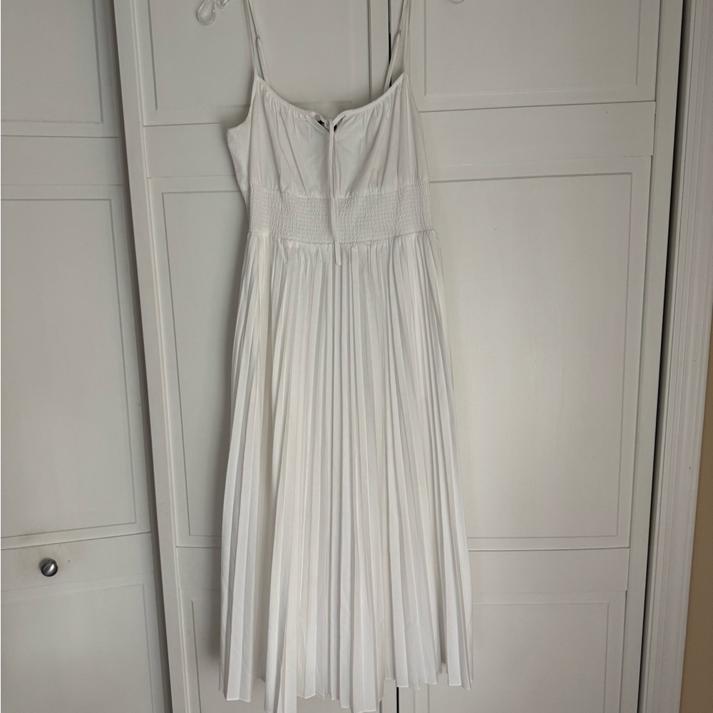 J. Crew White Pleated Midi Dress size 6